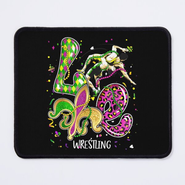 Item preview, I Love Wrestling Mardi Gras Beads Costume Leopard Plaid  designed and sold by wendyy88.
