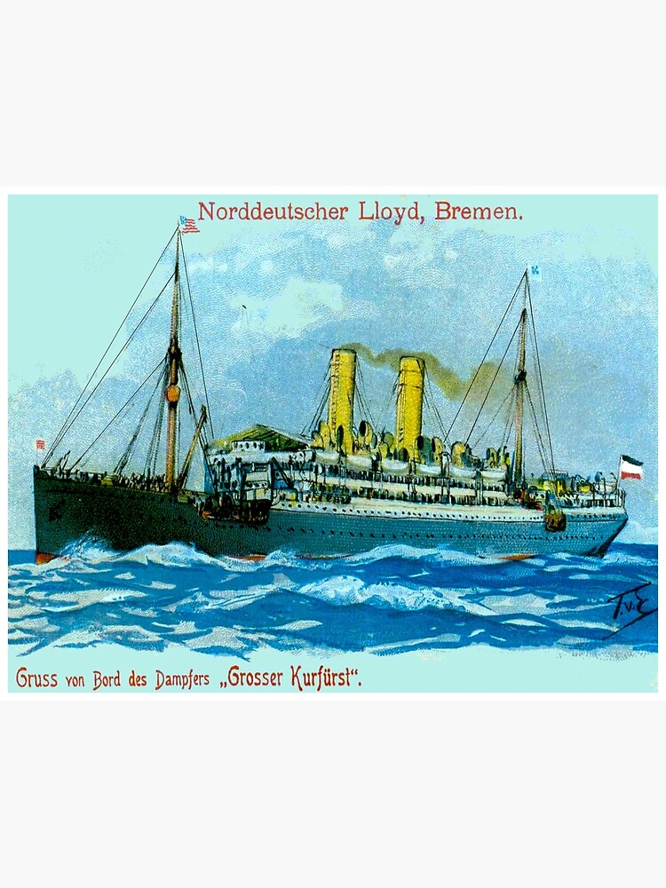 Poster Rétro - Carte Postale Deutschen Dampfschiffs Rhederei Hambourg