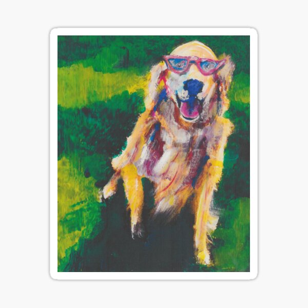 Dog with Cat Glasses Sticker