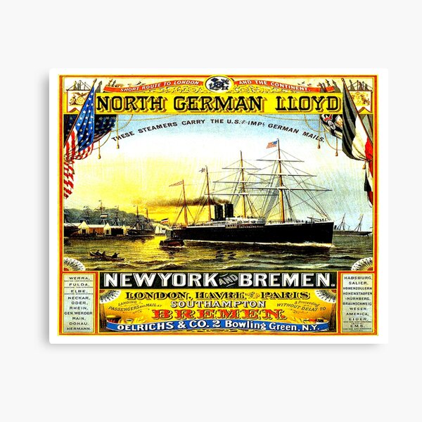 NORTH GERMAN LLOYD : Vintage S.S. Bremen Steam Ship Print