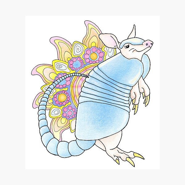 Armadillo Mandala, happy smiling animal Photographic Print