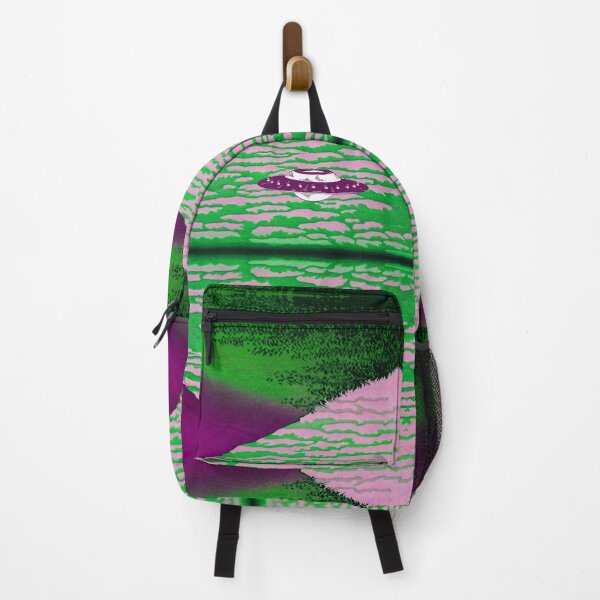Item preview, UFO over mountain in Magenta and green designed and sold by Mary Egan.