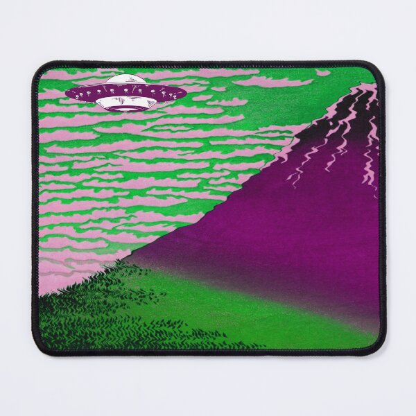 Item preview, UFO over mountain in Magenta and green designed and sold by Mary Egan.