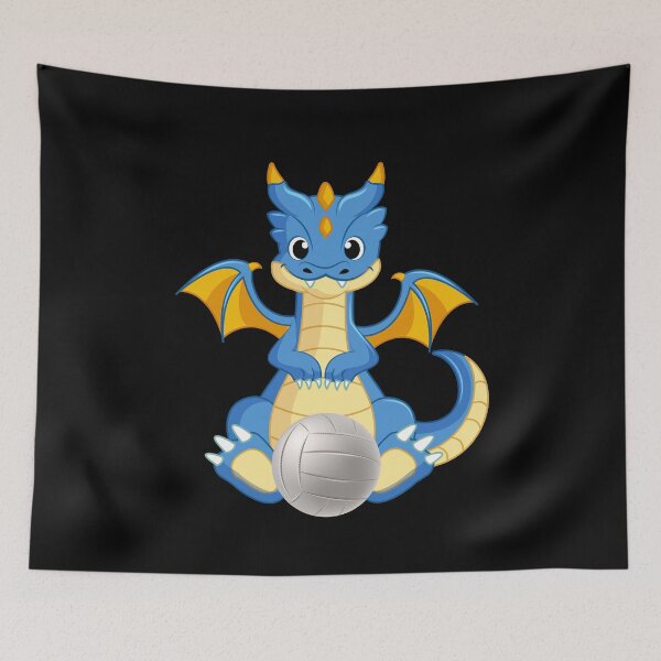 Item preview, Dragon Playing Volleyball ,Funny Good Dragon Volleyball Lovers Blue Design designed and sold by pedrored369.