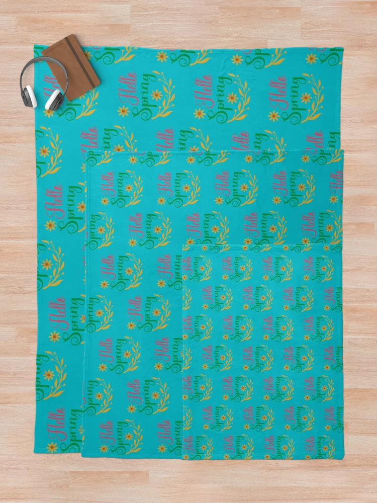 Thumbnail 5 of 6, Throw Blanket, Hello Spring. Spring Quote, Spring Flower, Spring Lover, Spring Design designed and sold by DesignHouse07.
