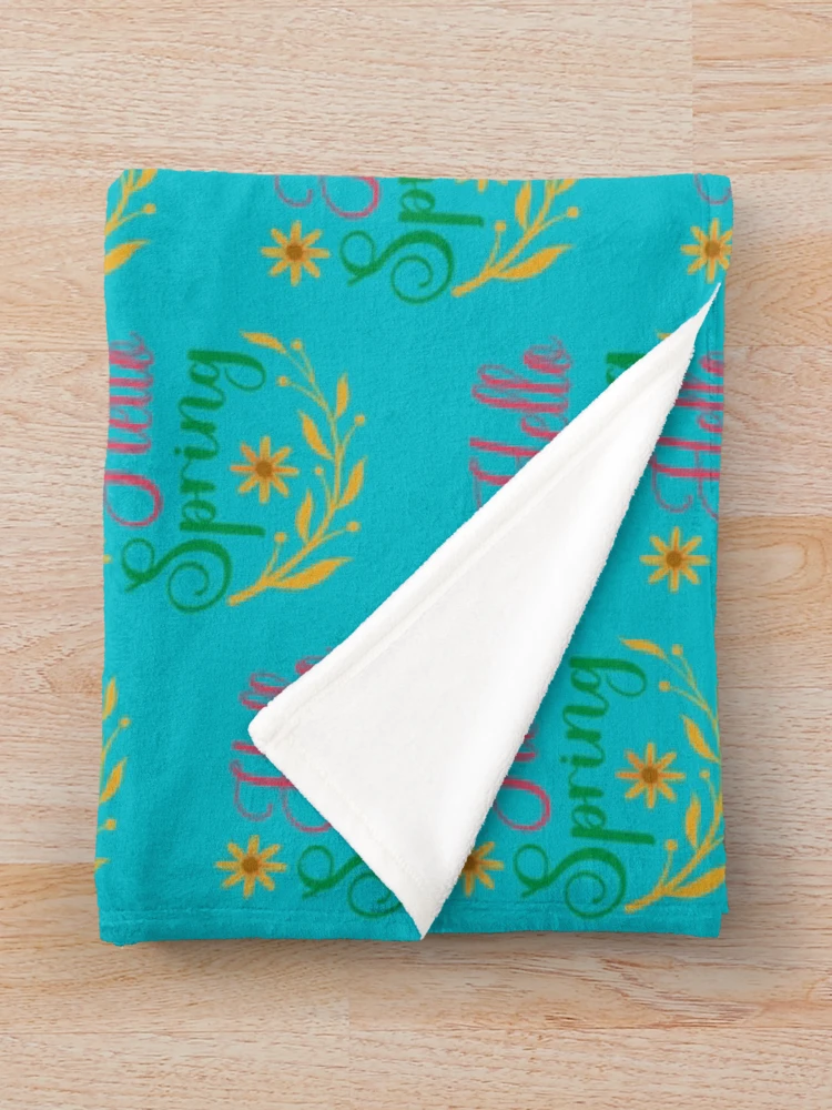 Thumbnail 3 of 6, Throw Blanket, Hello Spring. Spring Quote, Spring Flower, Spring Lover, Spring Design designed and sold by DesignHouse07.