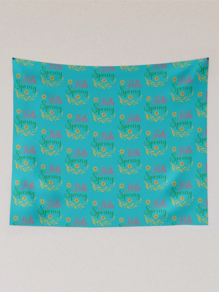 Thumbnail 2 of 3, Tapestry, Hello Spring. Spring Quote, Spring Flower, Spring Lover, Spring Design designed and sold by DesignHouse07.