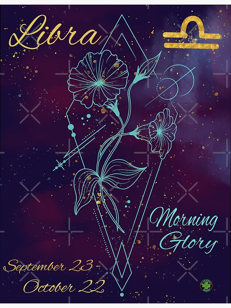 "Libra Zodiac Sign September Birth Month Flower Morning Glory Night Sky