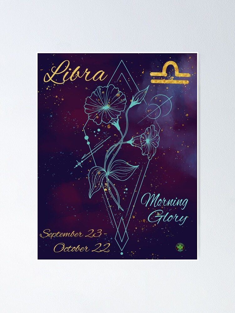 "Libra Zodiac Sign September Birth Month Flower Morning Glory Night Sky