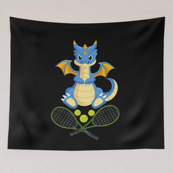 Item preview, Dragon Playing Tennis ,Funny Good Dragon Tennis Lovers Blue Design designed and sold by pedrored369.