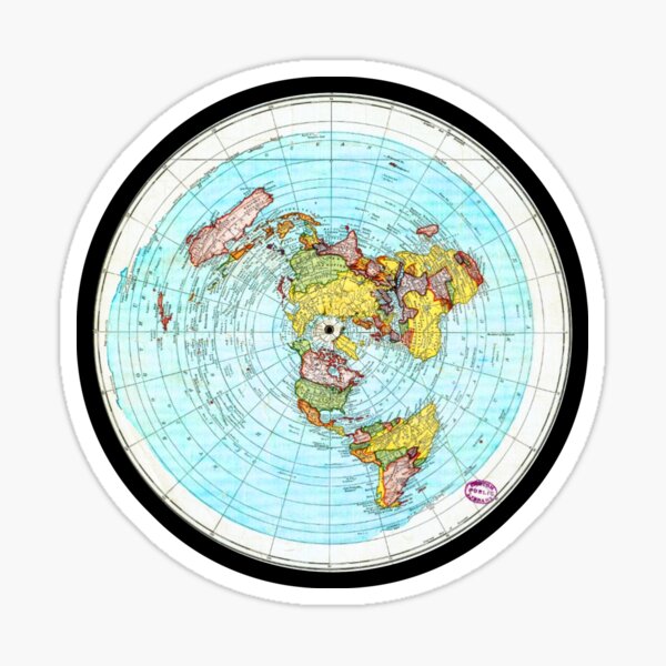 Flat Earth Map - (Azimuthal Equidistant Projection Map) Sticker