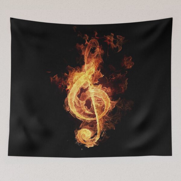 Item preview, Music Treble Clef fire background designed and sold by chanchan79.