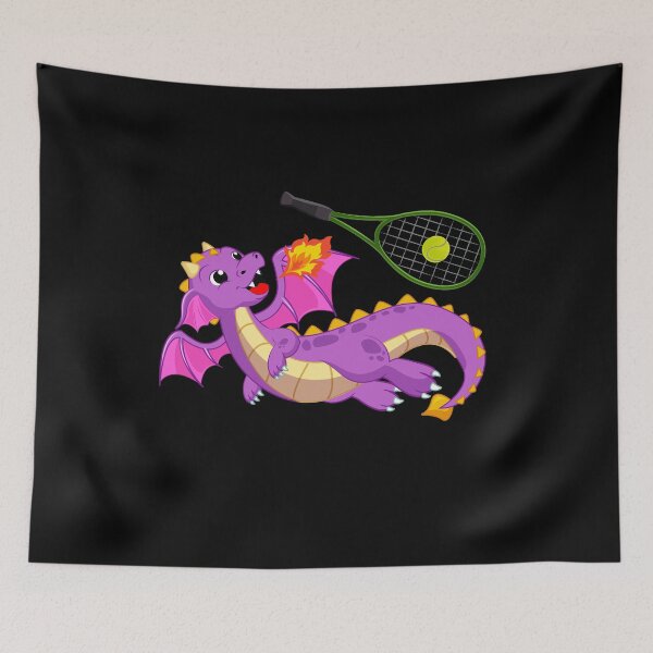 Item preview, Dragon Playing Tennis ,Funny Good Dragon Tennis Lovers Purple Design designed and sold by pedrored369.