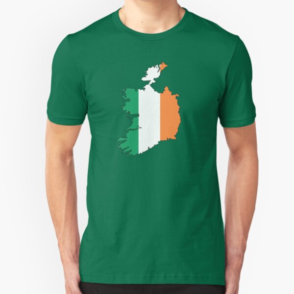Ireland Country Outline and Flag Slim Fit T-Shirt