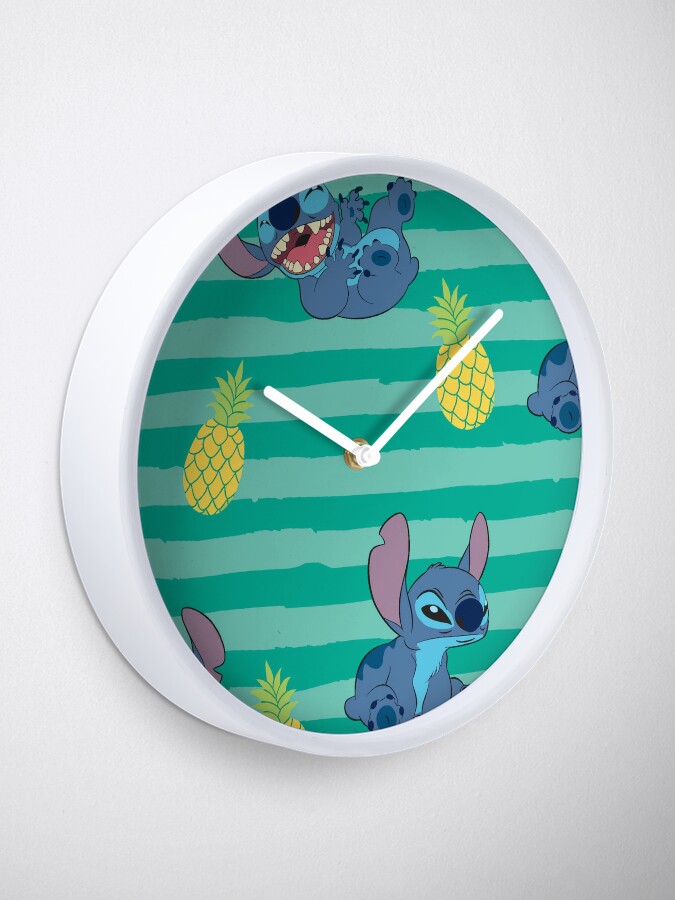 Lilo and Stitch Stripes and Pineapples Clock for Sale by SelindaWorld