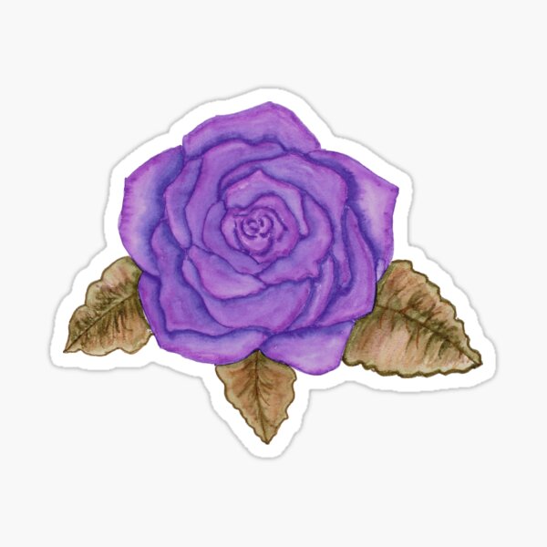 bright purple rose watercolor Sticker