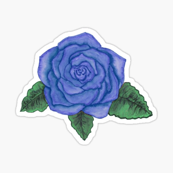 bright blue rose watercolor Sticker