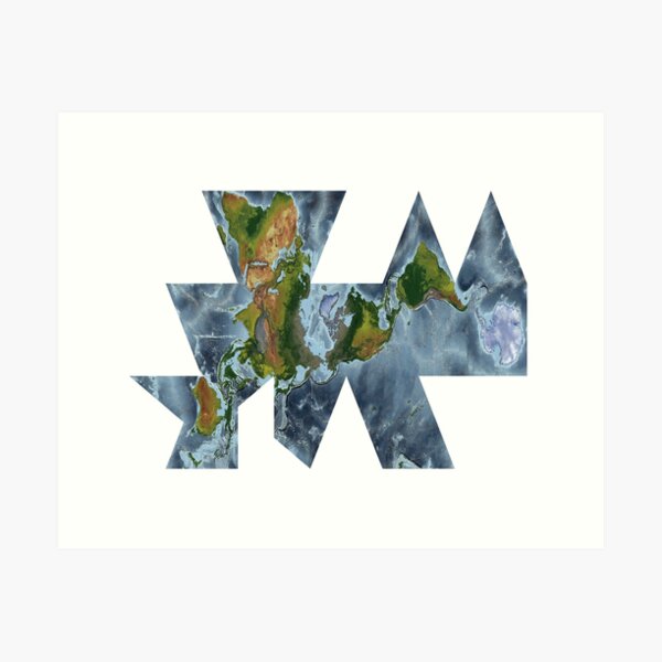 Vista previa del artículo con la obra «Proyección más completa: mapa mundial que muestra la tierra y los océanos», diseñado y vendido por ThinkAboutMaps.