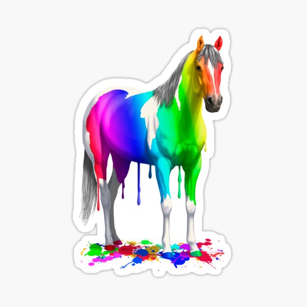 Item preview, Cheval de peinture humide arc-en-ciel coloré designed and sold by csforest.