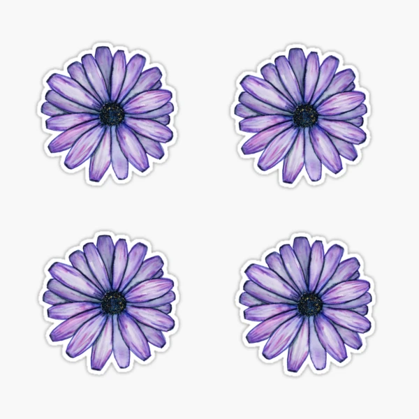  Purple Blue Gradual Daisy Flower Vinyl Decal Sticker