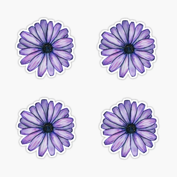 purple daisy sticker 4 pack Sticker for Sale by electroslag