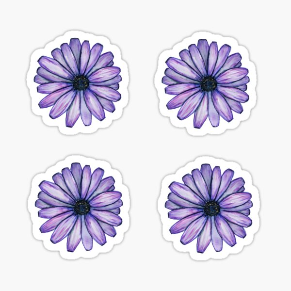 purple daisy sticker 4 pack Sticker for Sale by electroslag