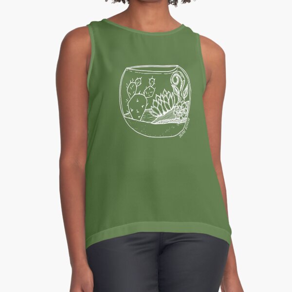 Succulent Terrarium (white) Sleeveless Top