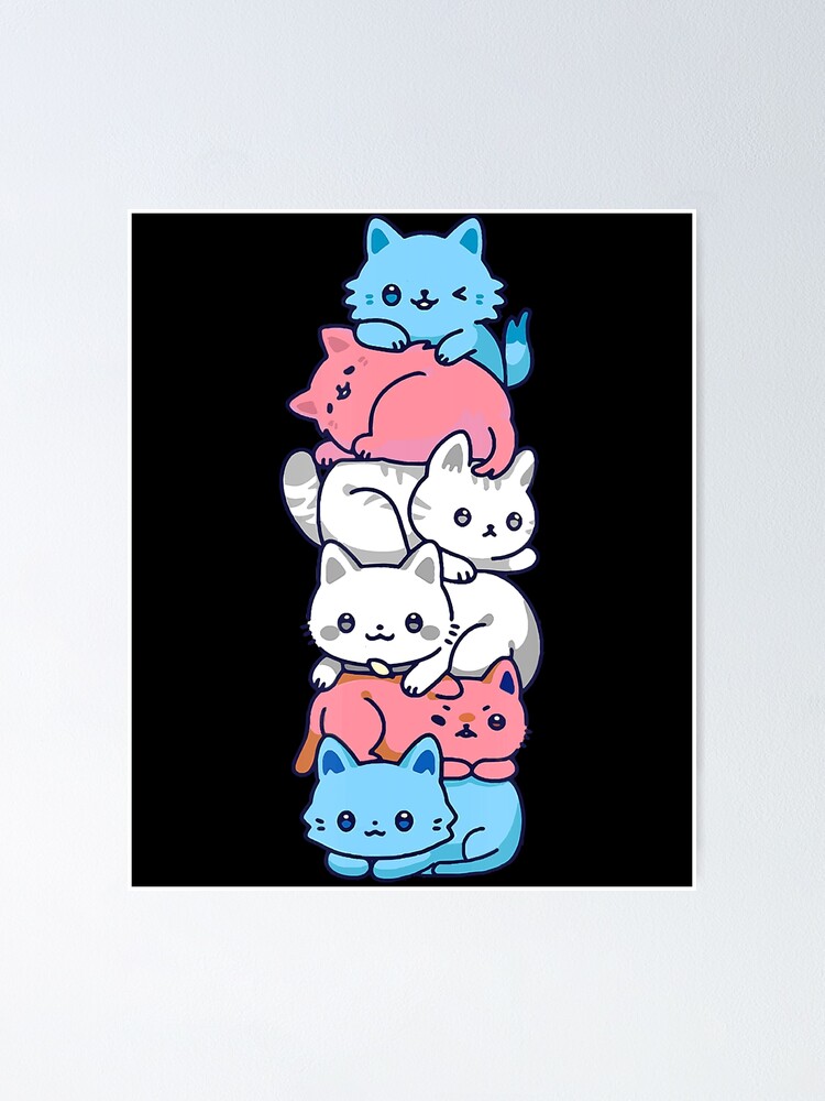 Transgender Pride Cat Lgbt Trans Flag Cute Cats Pile Ts Poster By