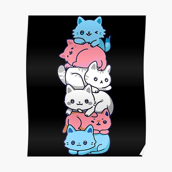 Transgender Pride Cat Lgbt Trans Flag Cute Cats Pile Ts Poster By