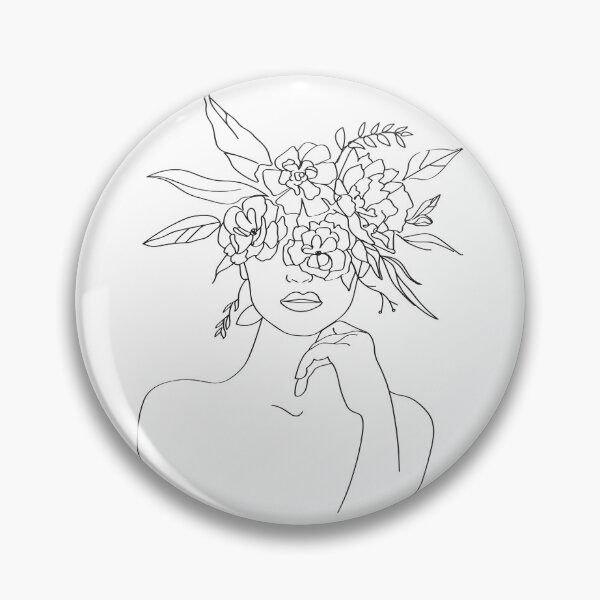 Artikelvorschau, Frauengesicht mit Blume - Linienkunstdesign entworfen und verkauft von ZafranOnline.