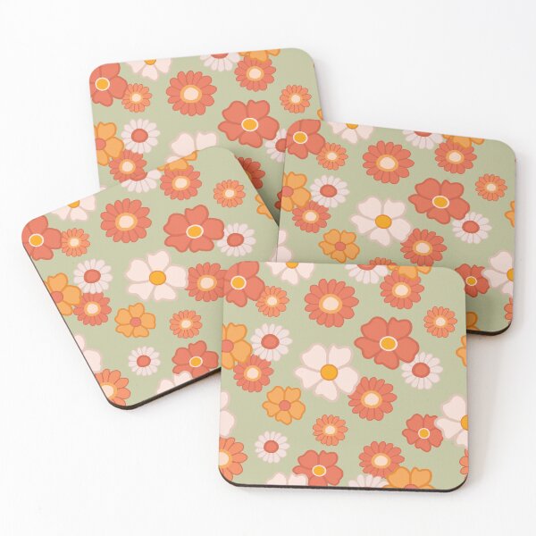 Item preview, Orange and Red Wildflowers on a Sage Green Background designed and sold by Jessa Moon.