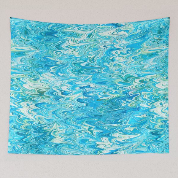 Item preview, Aqua Waves: Blue and Green Rippled Abstract designed and sold by nimreninmu.