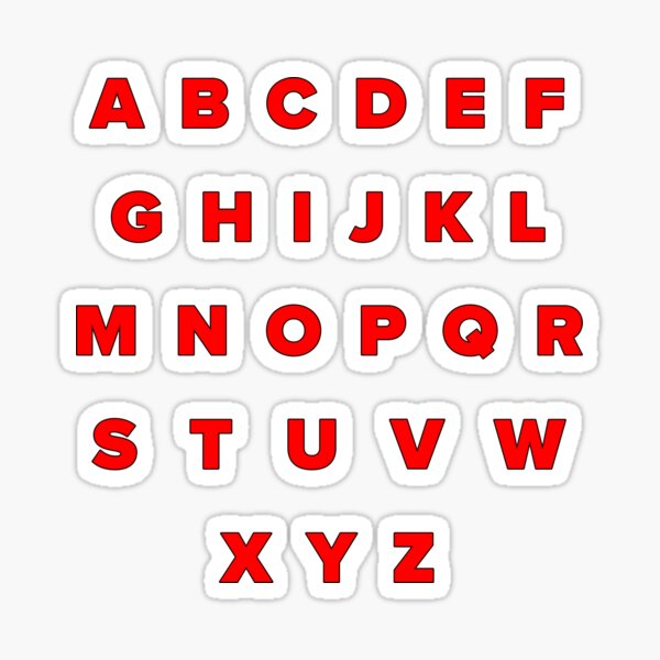 Alphabet Red Color Sticker Sheet — Flat Look Sticker By Ktsubz