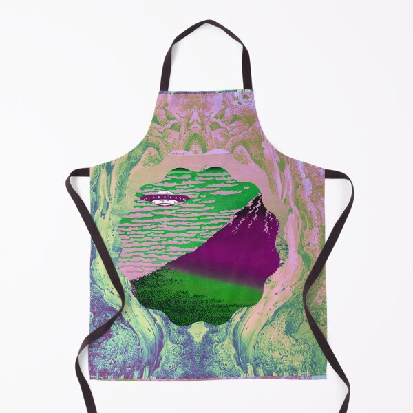 Item preview, Purple Spaceship over mountain viewed through ancient trees - abstract trippy designed and sold by Mary Egan.