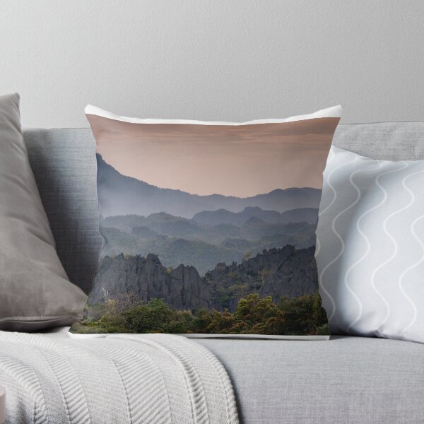 End of the day in Khammouane, Laos Throw Pillow