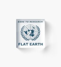Dare to Research Flat Earth - Flat Earth Theory Map Logo Classic Acrylic Block