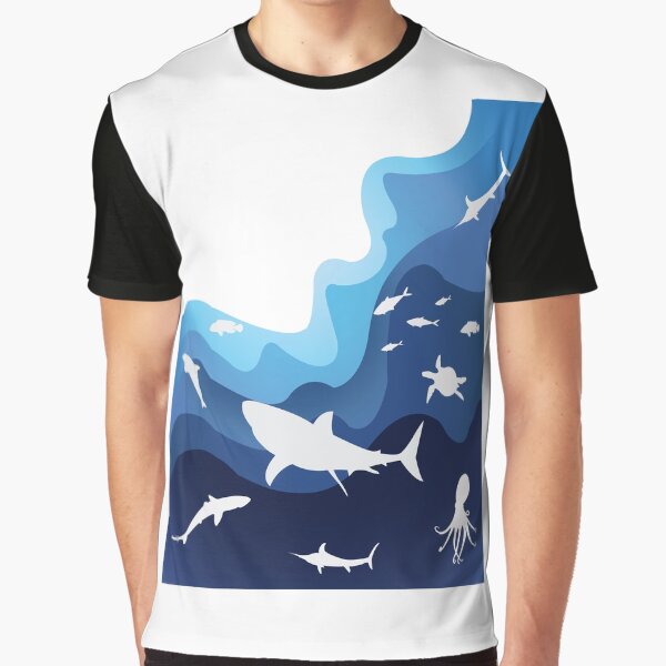 Premium T-shirt - Short Sleeve Unisex Surrounded by Sharks Shark Shirt Collection 2-sided