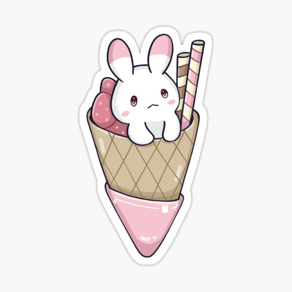 Fluffle ice cream with strawberries Sticker