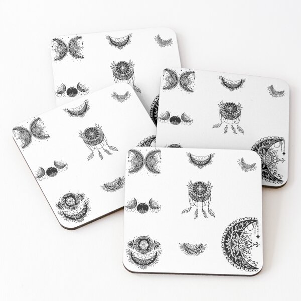 Item preview, Black Floral Crescent Moon Sticker Sheet, Moon Wildflowers, Moon Mandala designed and sold by Black11Flamingo.