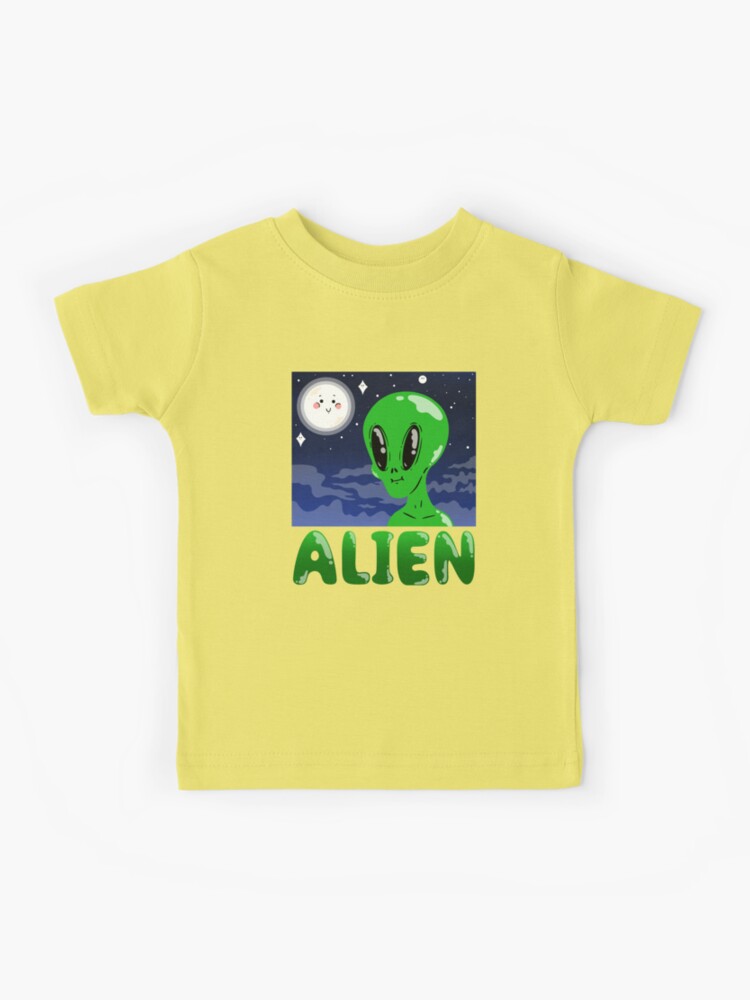 Image of Cheerful Cartoon Alien Online T-Shirt Template - VistaCreate