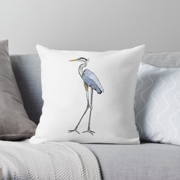 blue heron pillow
