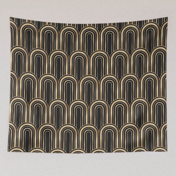 Item preview, Vintage Art Deco Pattern- Black And Gold Geometric Abstract designed and sold by Tamas Das.