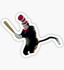 Cat In The Hat Baseball Bat Meme Sticker