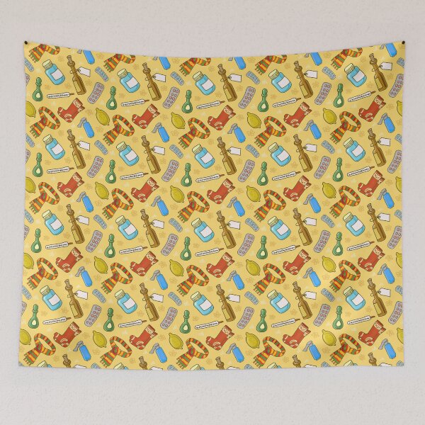 Item preview, Medical Items Doodle On Yellow Background Pattern designed and sold by EmilyFun.