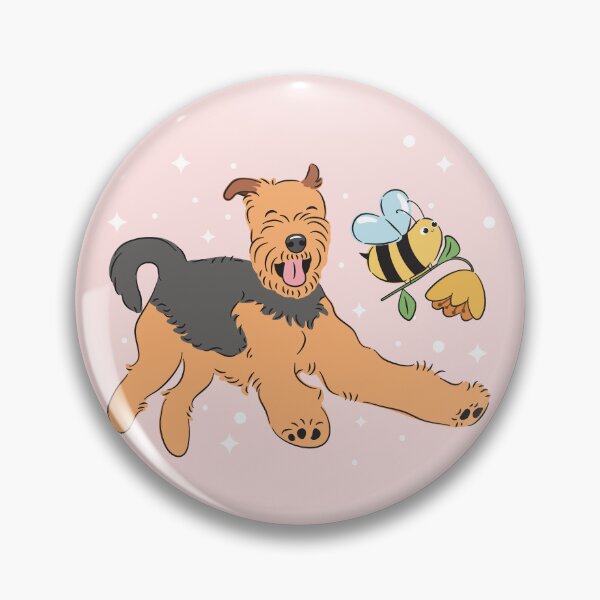 Item preview, Happy Airedale Terrier - Pink Background designed and sold by Lulupainting.