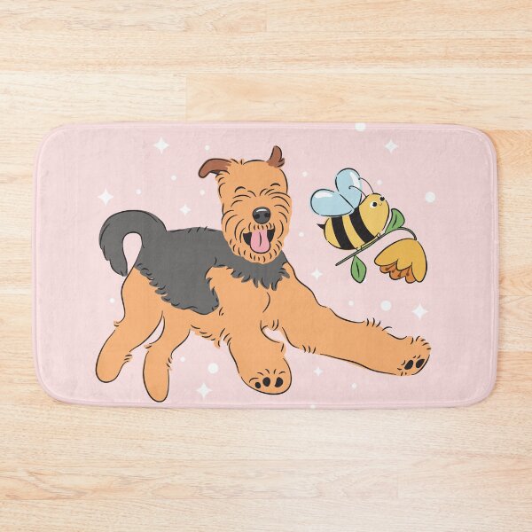Item preview, Happy Airedale Terrier - Pink Background designed and sold by Lulupainting.