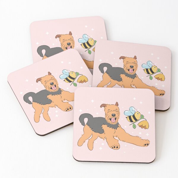 Item preview, Happy Airedale Terrier - Pink Background designed and sold by Lulupainting.