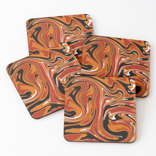 Item preview, Orange Red Black and White Marble Abstract Art Design designed and sold by AussieMuma.