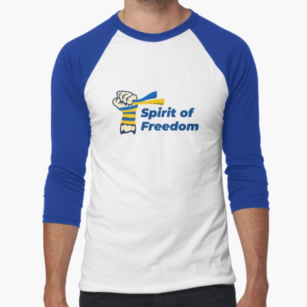 Spirit of Freedom. Freedom Ukraine. I love Ukraine. Stop Putin. Save Ukraine. Baseball ¾ Sleeve T-Shirt
