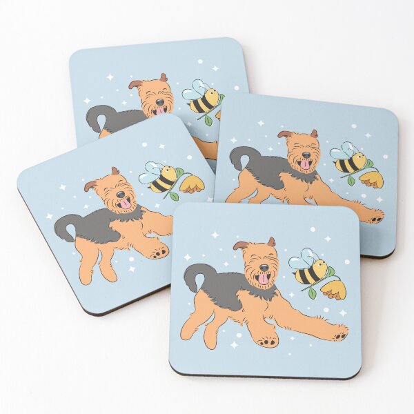 Item preview, Happy Airedale Terrier - Blue Background designed and sold by Lulupainting.